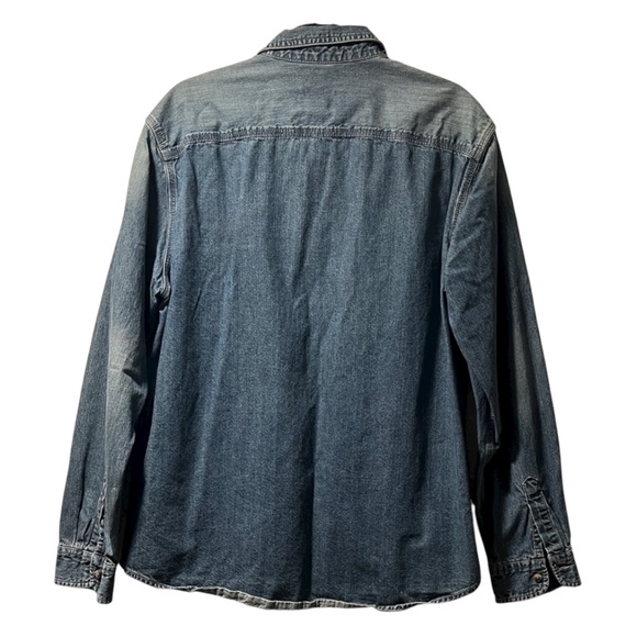 G.H. Bass & Co. Blue Denim Shirt Jacket Long Sleeve Sz XL EUC Classic Minimalist - Picture 2 of 6